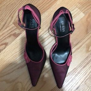Guess heels pink fishnet